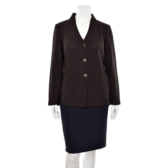 St. John Knits 3-Button Jacket in Dark Brown sz 16 - Picture 2 of 9